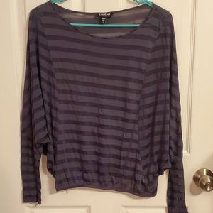Bebe Blue Striped Dolman Sleeve Shirt Sz Sm